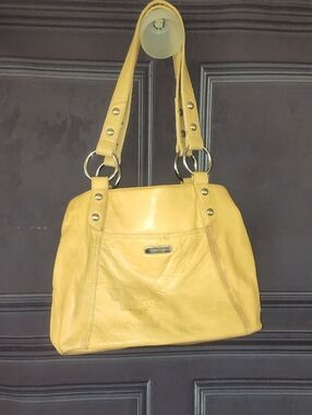 Yellow Women's Leather Shoulder Bag